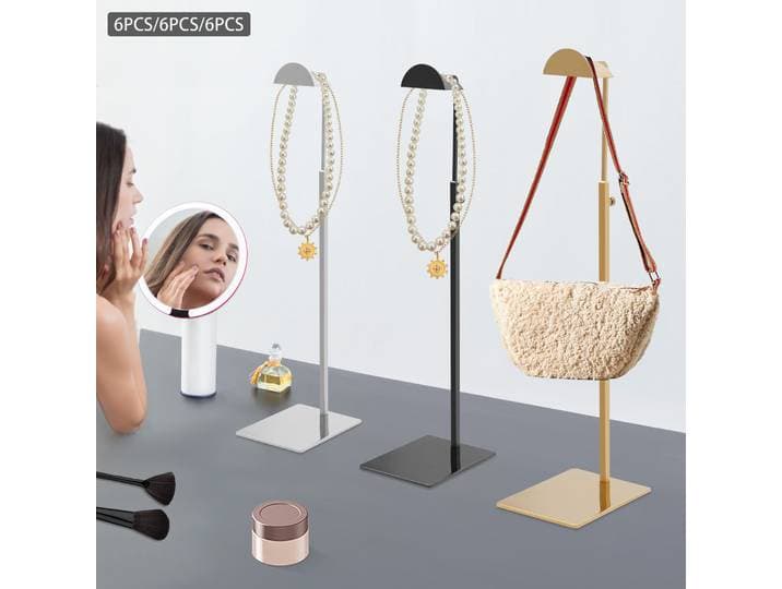 Lot de 6 supports réglables pour sacs à main, conception en forme de D, capacité de charge de 5 kg/11,02 lb pour la présentation de sacs, de bijoux et d'écharpes