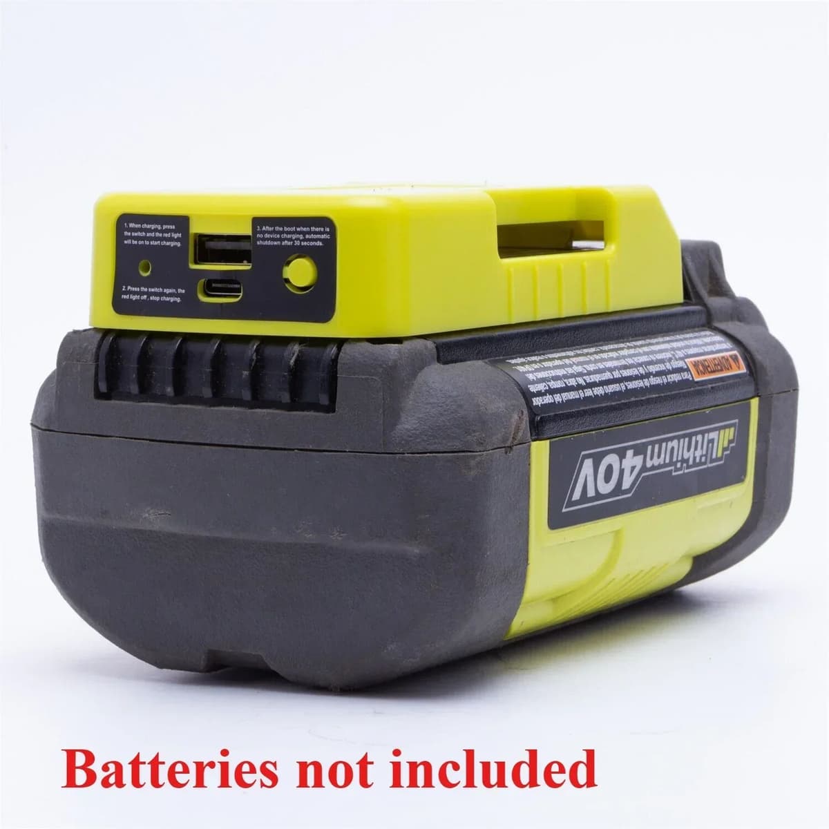 NONE Cordless Mobile Power Bank Adapter for Ryobi 40 Volt Li-ion Battery Indoor and Outdoor Use with USB TYPE-C(NO Battery )