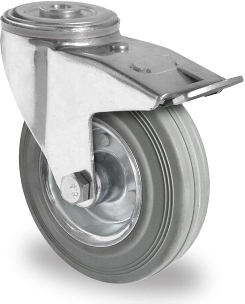 CASCOO Rückenlochlenkrolle mit Totalfeststeller ø 80 mm Serie SWR2 Rollenlager (BBH35W0080SWR2R0N)