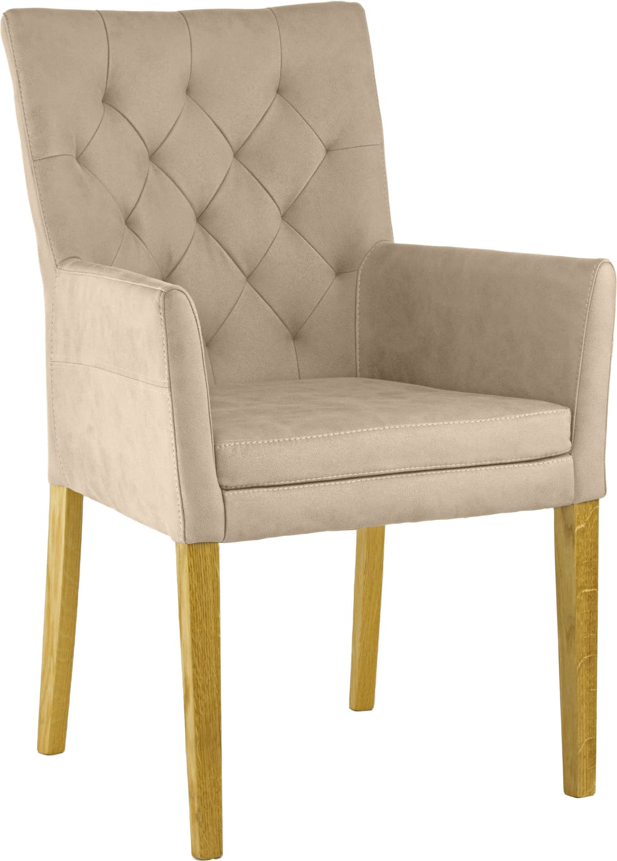 Armlehnstuhl HOME AFFAIRE "Colorado", beige (beige, eiche natur), B:60cm H:94,5cm T:60cm, Polyester, Stühle, Armlehnstuhl, Gestell aus Massivholz beige, eiche natur B/H/T: 60cm x 94,5cm x 60cm, 1 Stk., Microfaser Lederoptik
