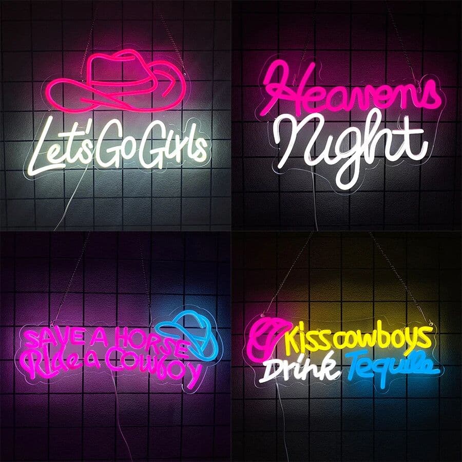 NONE Heavens Night Led Neon Sign, Funny Cowboy Hat Icon, Usb Powered, Suitable For Bedroom, Bar, Game Room, Club, Man Cave Art Decor.
