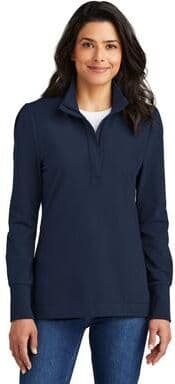 Port Authority LK829 Women's Fairway Stretch 1/4-Zip in River Blue Navy size Large   Cotton Blend