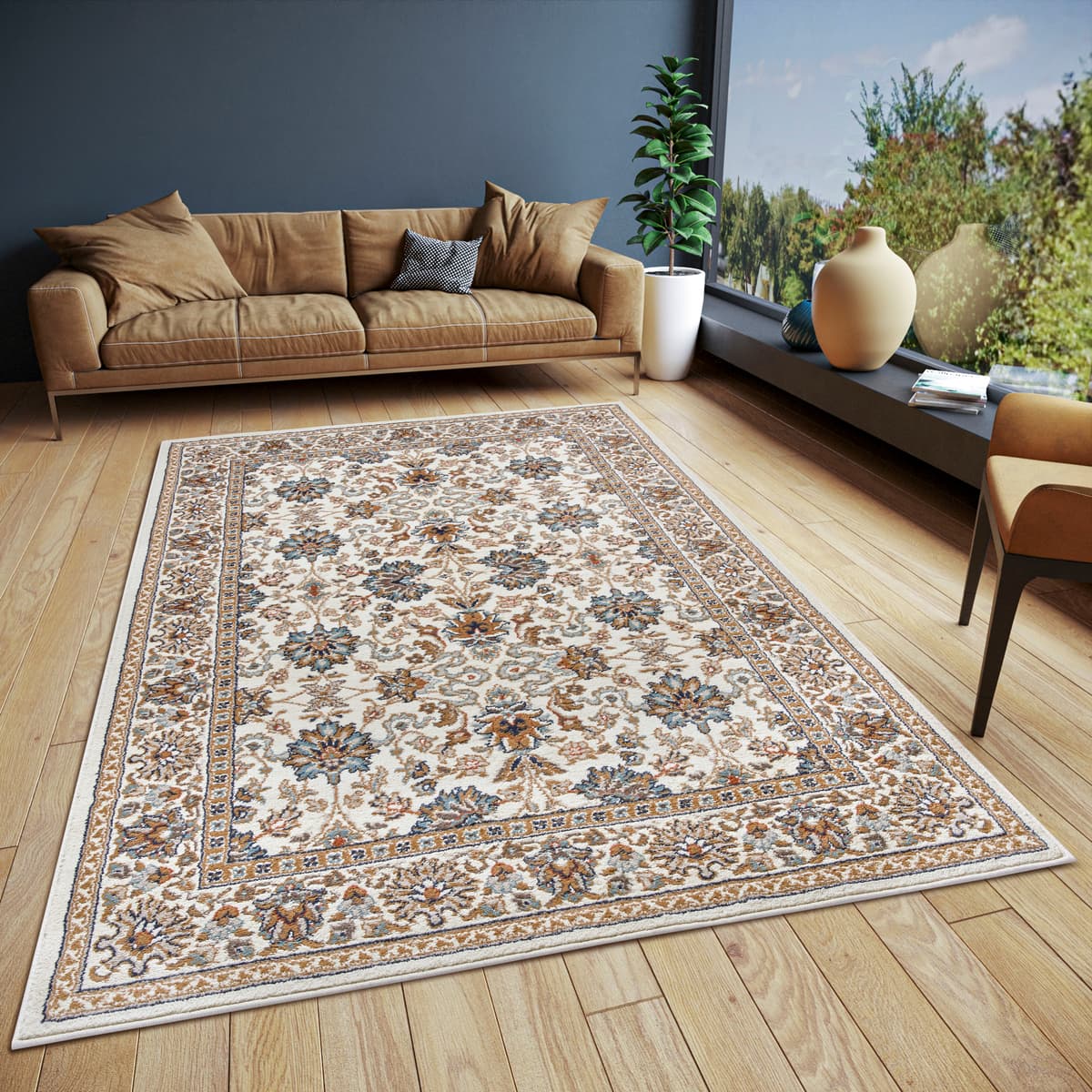 Teppich HANSE HOME "Saraceni", beige (creme), B:160cm H:8mm L:235cm, Jute, Polyester, Polypropylen (PP), Teppiche, Teppich, Läufer, Orientalisch, Kurzflor, Wohnzimmer, Schlafzimmer, Esszimmer creme B : 160cm 1 Stk., 8mm, L: 235cm