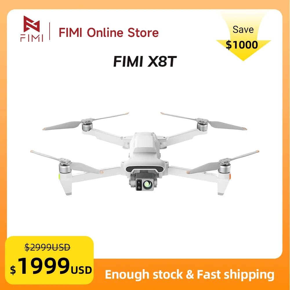 X8 Thermal UAV: 4K Cam, FIMI RokLink 5.0 20KM FPV GPS; Thermal IR Lens & Triple Gimbal