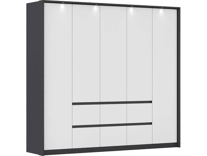 Drehtürenschrank RAUCH Mainz mit Passepartout , grau (graumetallic, alpinweiß), B:230cm H:212cm T:58cm, Holzwerkstoff, Schränke, Drehtürenschrank, optional mit Beleuchtung, Außentüren mit Push-to-Open Funktion