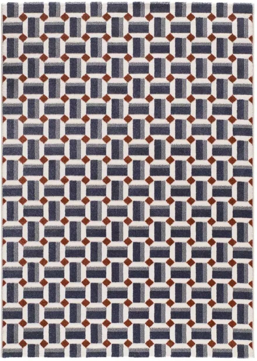 Atticgo Alfombra con relieve geométrica azul 160x230 cm