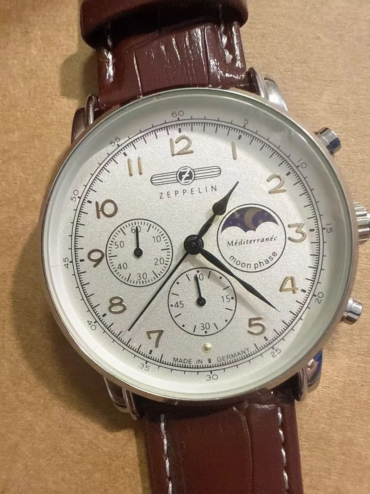 NONE Classic Vintage Moon Phase Couple Watch Zeppelin Men's Watch Fashion Business Casual Quartz Wristwatch Gift Watch