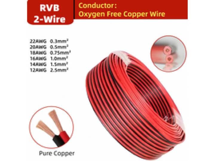 1M ~ 20M RVB 2-Draad Elektrische Kabel Strand 0.3/0.5/0.75/1/1.5/2.5mm2 Elektrische Kabel Voertuig Lijn Auto Kabel Platte Twin Rood/Zwart
