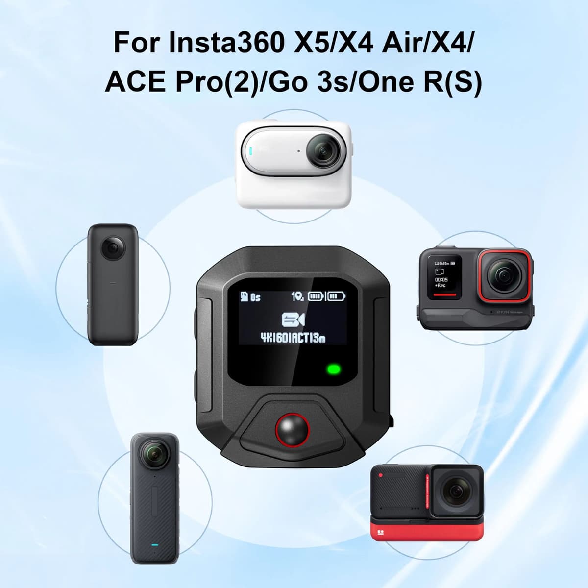 NONE GPS Remote Control for Insta360 X5/X4/X4 Air X3/Go 3S/ACE pro 2/ACE Pro/ONE X2 Cameras 25M Range Smart Action Accessories