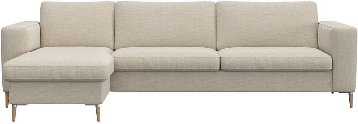 Ecksofa FLEXLUX "Fiore, Sitzaufbau mit hochwertigem Kaltschaum für mehr Sitzkomfort", weiß (sanftes weiß), B:262cm H:85cm T:92cm, 100% Polyester, Sofas, Ecksofa, breite Armlehnen, L-Form, Füße Alu+ Eiche