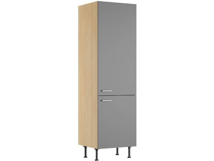 Vorratsschrank KOCHSTATION KS-Lucy , grau (basaltgrau, eiche hell), B:60cm H:211,8cm T:58,1cm, Schränke, Vorratsschrank, Breite 60 cm, mit 2 Türen, Soft-Close, höhenverstellbare Füße