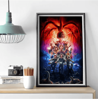 Inspire Picks Stranger Things Canvas Poster Retro TV Series Wall Art For Home & Cafe Decor 8 40x50cm