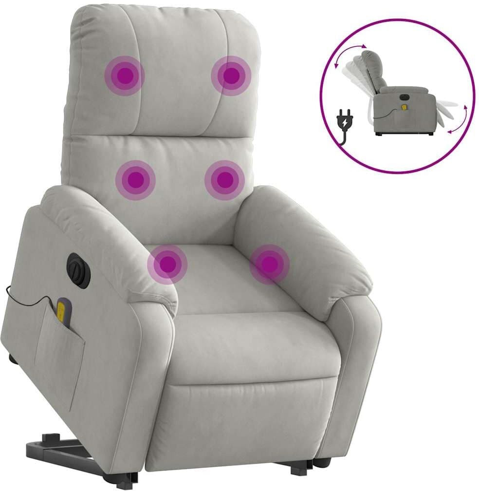 vidaXL Fauteuil inclinable de massage électrique gris clair
