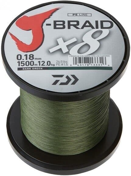 Daiwa J-Braid X8 Dark Green - Påspoling-0,10mm