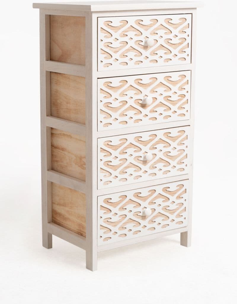 RegalosMiguel Mueble Auxiliar Cloak Blanco Ancho 4 Cajones