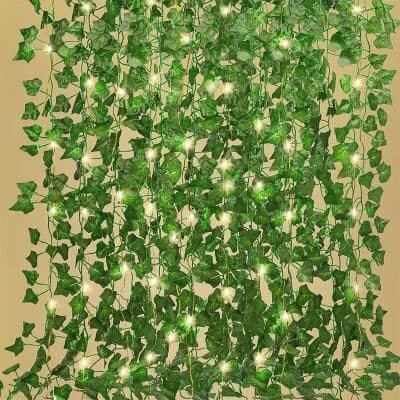 Inspire Select Artificial Green Ivy LED Garland Hanging Leaf Light String For Room & Wedding Decor style 5 Led