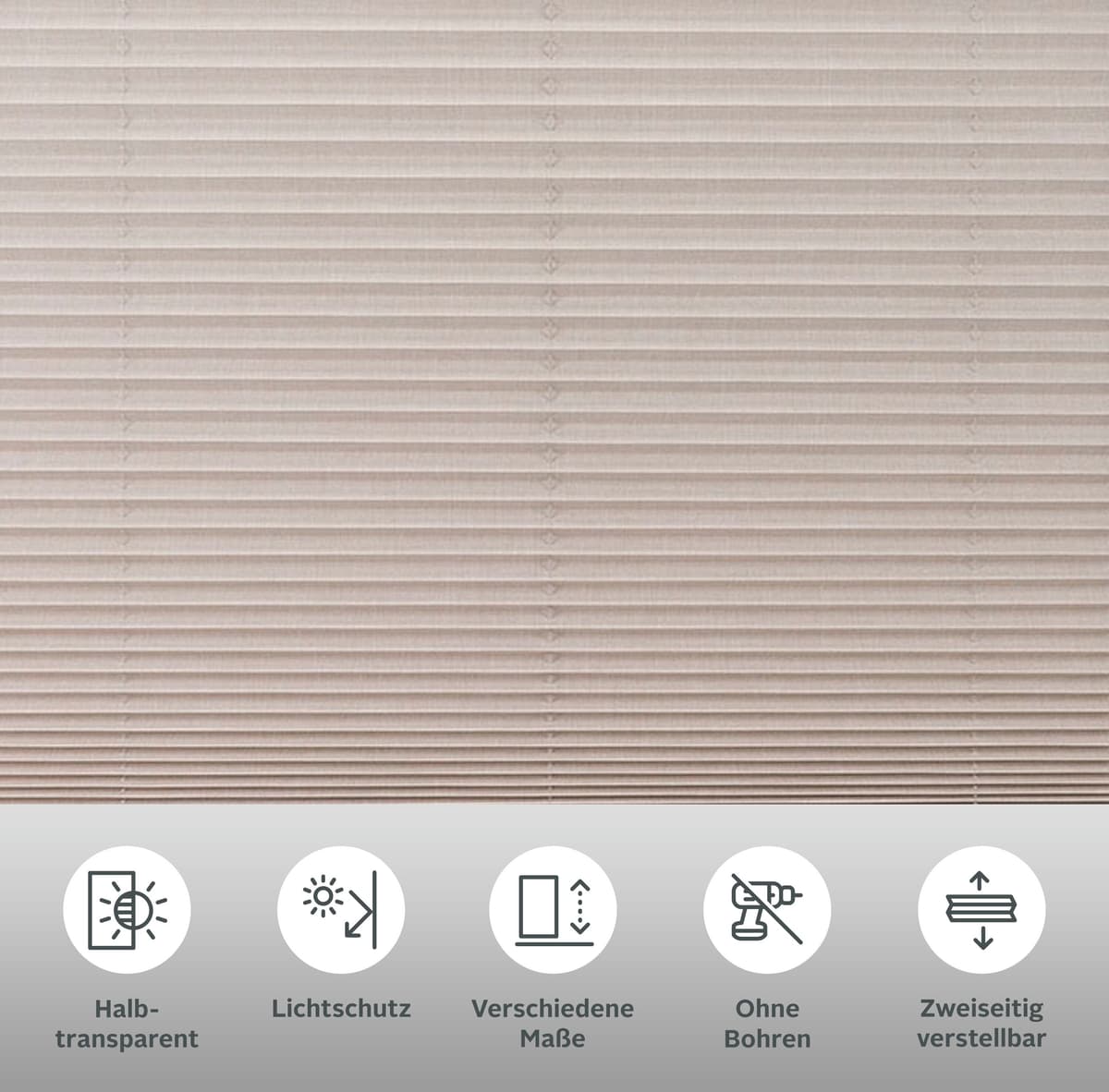 Plissee GOODPRODUCT "WILLA" Gr. 7, beige (leinenoptik), B:90cm H:130cm, Obermaterial: 100% Polyester, Plissees, Plissee, NEUHEIT in Leinenoptik, Klemmfix, für Fenster & Tür, Sonnenschutz leinenoptik 130cm, 90cm