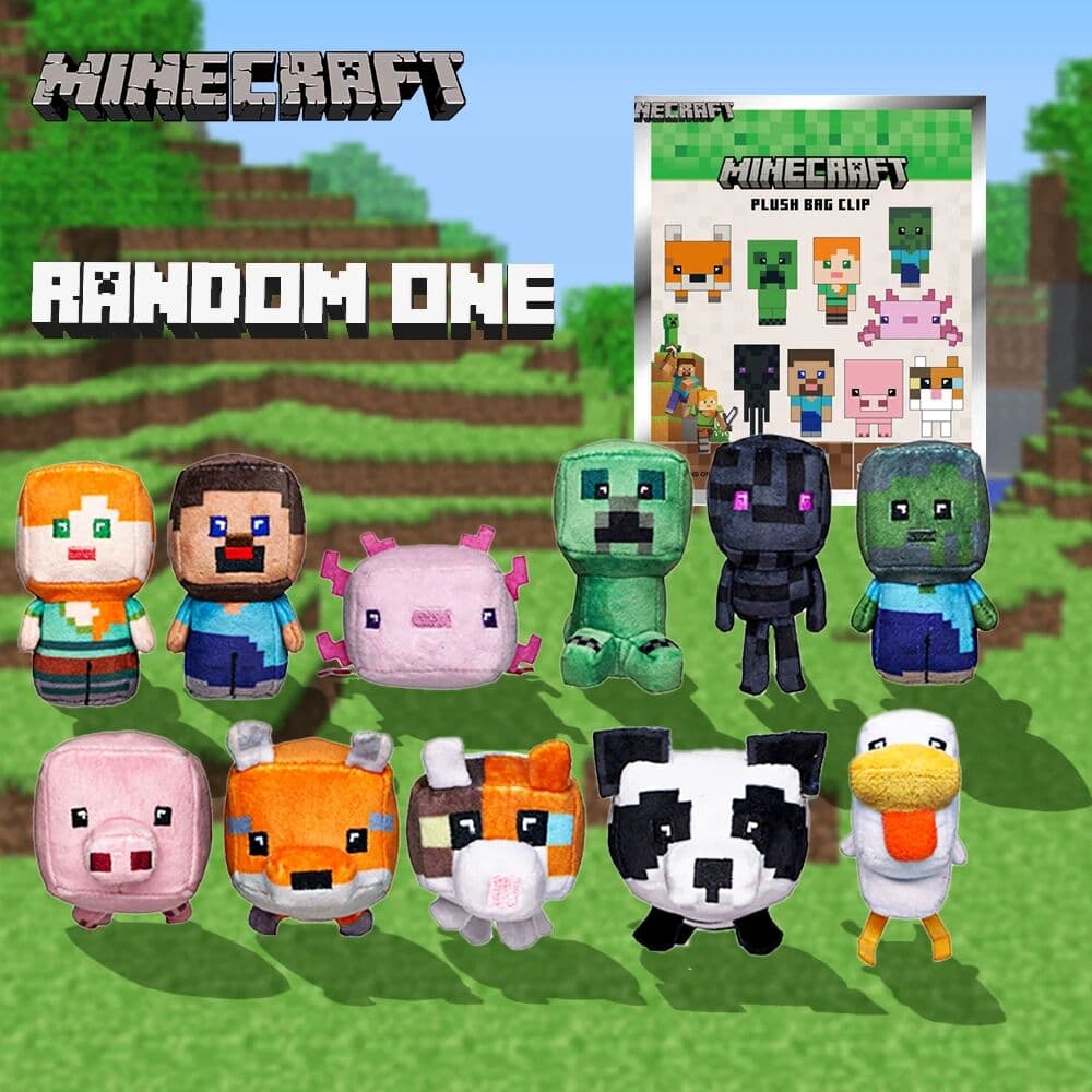 Microsoft Minecraft Officially Licensed Blind Box Plush Toy Blind Bag 3D Plush Figurine Bag Clip Charms Plush Soft Anime Figure Keychain