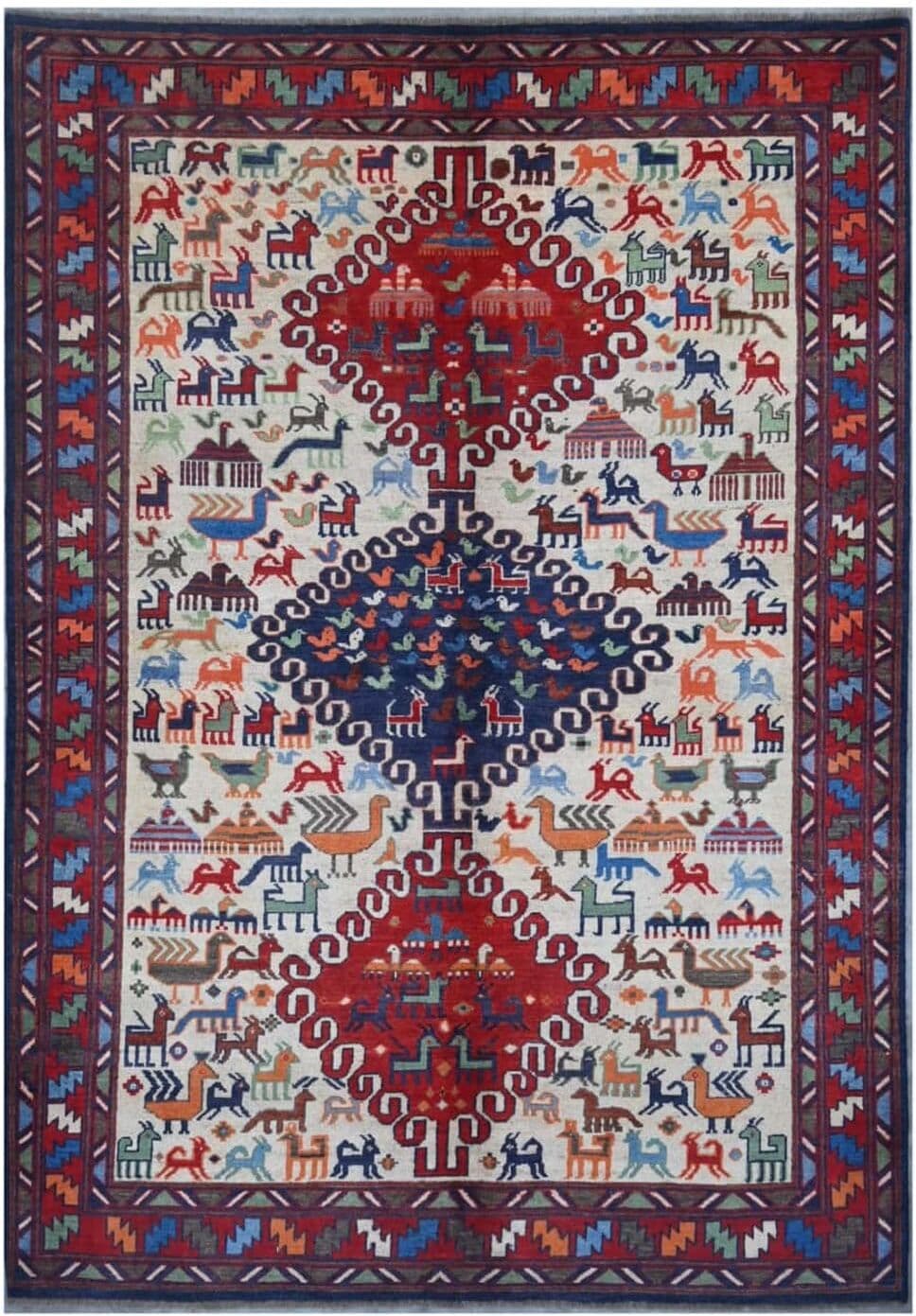 Carpet Living Alfombra oriental hecha a mano de lana multicolor 247x170 cm