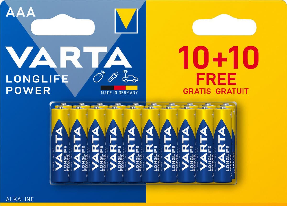 Varta 4903121490 Batteria Longlife Power Aaa 10+10 Free Alk. - 4903121490