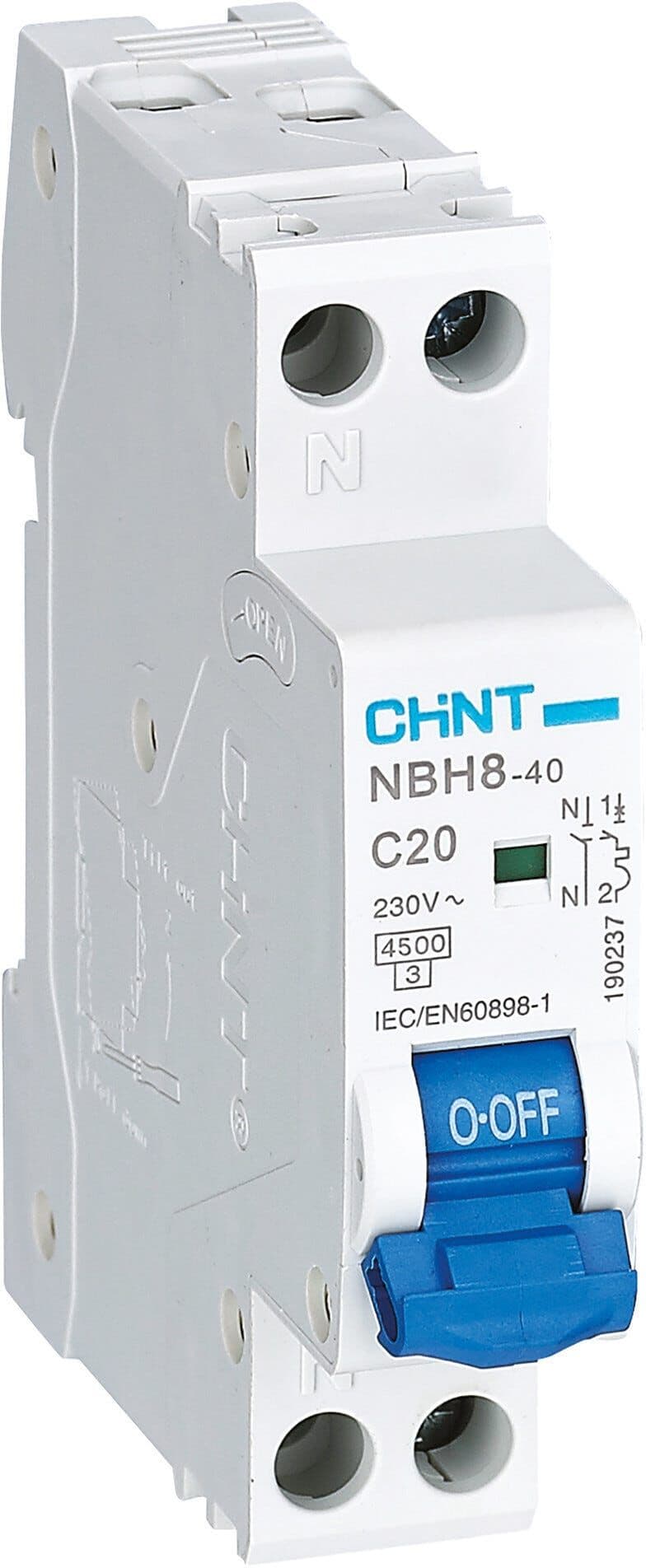 Chint INTERRUTTORE MAGNETOTERMICO  25A 1P+N CURVA C 4,5KA 1 MODULO