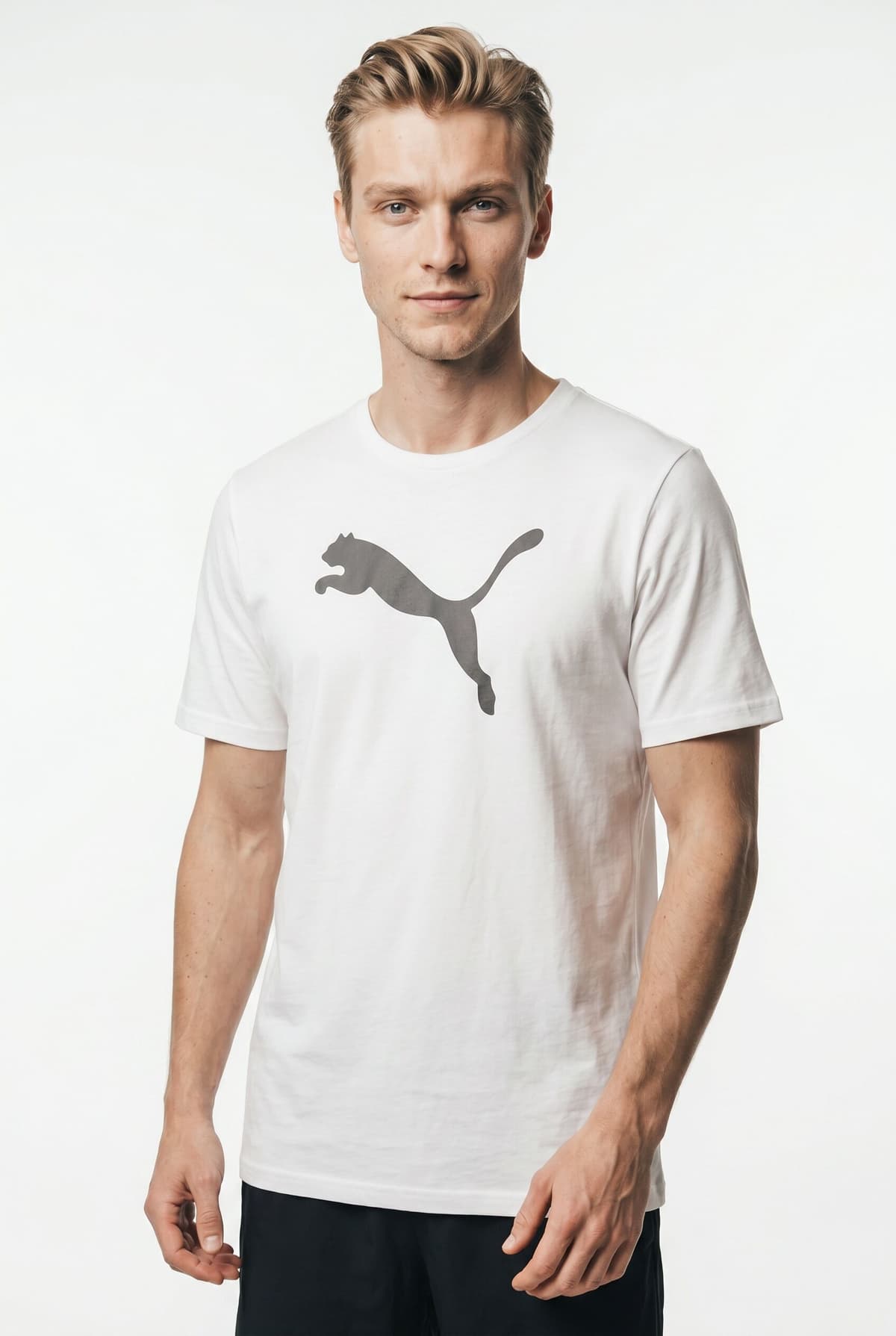 Fussballtrikot PUMA "TEAMRISE LOGO JERSEY COTTON", Herren, Gr. L, weiss (puma weiß, puma schwarz), Jersey, Obermaterial: 100% Baumwolle, unifarben, regular fit normal, Rundhals, Trikots Fussballtrikot, für Fussball, Kurzarm, sportlicher Stil, aus Baumwoll