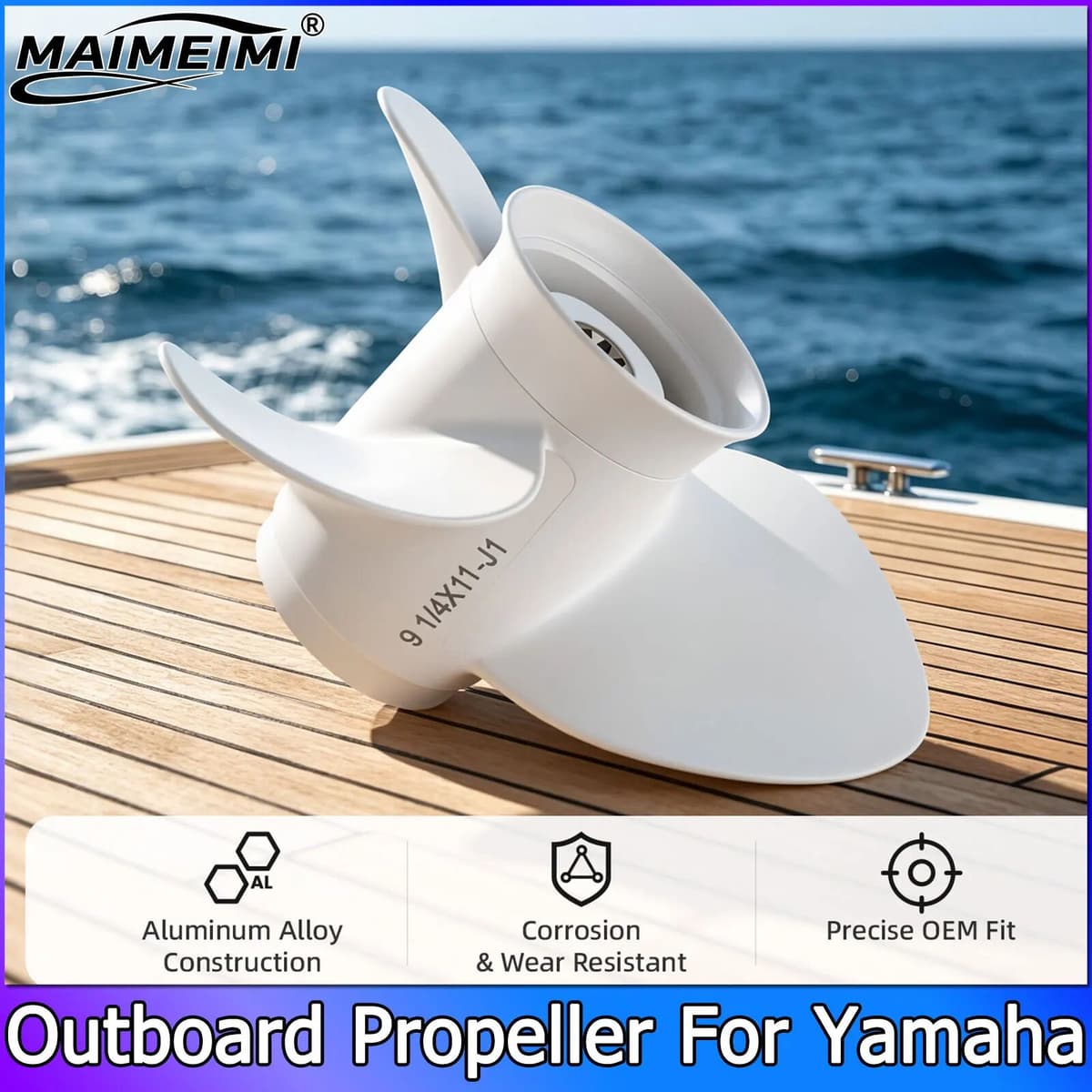 NONE For Yamaha 9.9hp 15hp 20hp Outboard Propeller 9 1/4*11 Boat Motor Aluminum Alloy Screw Ship Marine Engine Parts 3 Blade 8 Spline