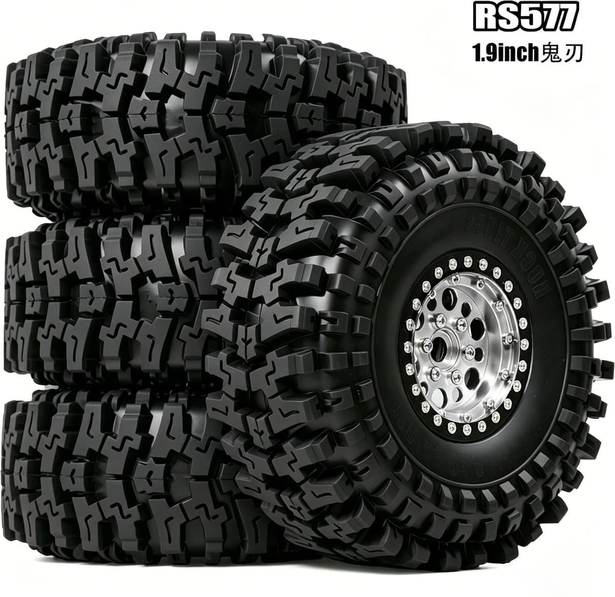 120mm Soft Sticky Mud slingers 1.9 Tires Wheels Black Rims for 1/10 rc Crawler Traxxas TRX4 Axial SCX10