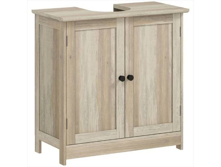 Meuble sous lavabo gris en bois d'ingénierie 2 portes étagère ajustable 60 x 30 x - Gris Bois d'ingénierie 60 x 30 x 60 cm Ref