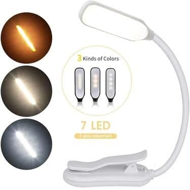 Uplift Picks Rechargeable Clip On Book Light With Flexible Three Mode Reading Lamp white