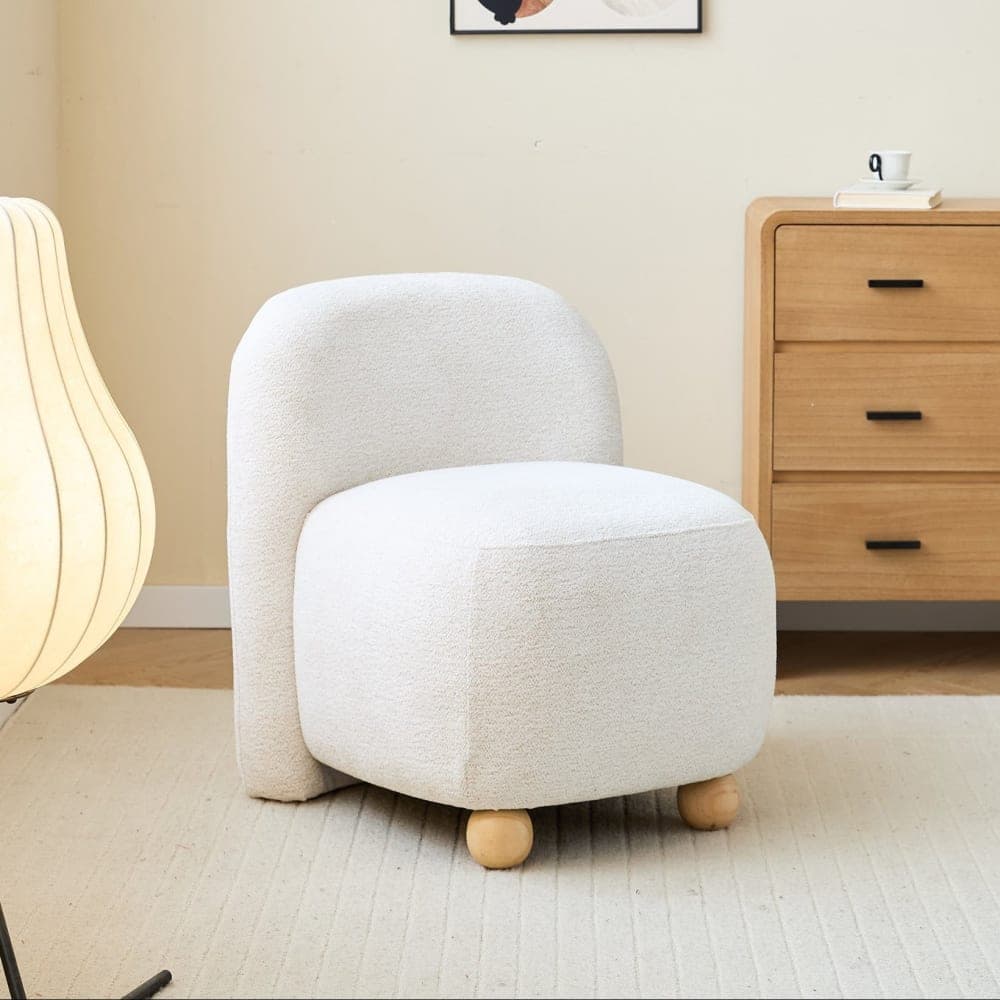 Nordlys Fauteuil de salon en bois massif et tissu beige Beige 61x62x57cm