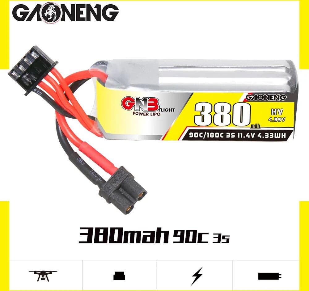 TERFPV GNB HV 3S 11.4V 380mAh 90C/180C Lipo Battery For RC Cars Boats RC Helicopter Quadcopter FPV Racing Drone Spare Parts 3S Battery
