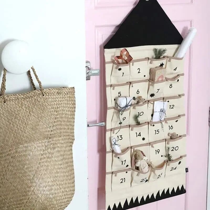 NONE Calendar Fabric Christmas Calendar for Hanging Christmas Ornament Advent Calendar for Filling Christmas Calendar Fillable Advent