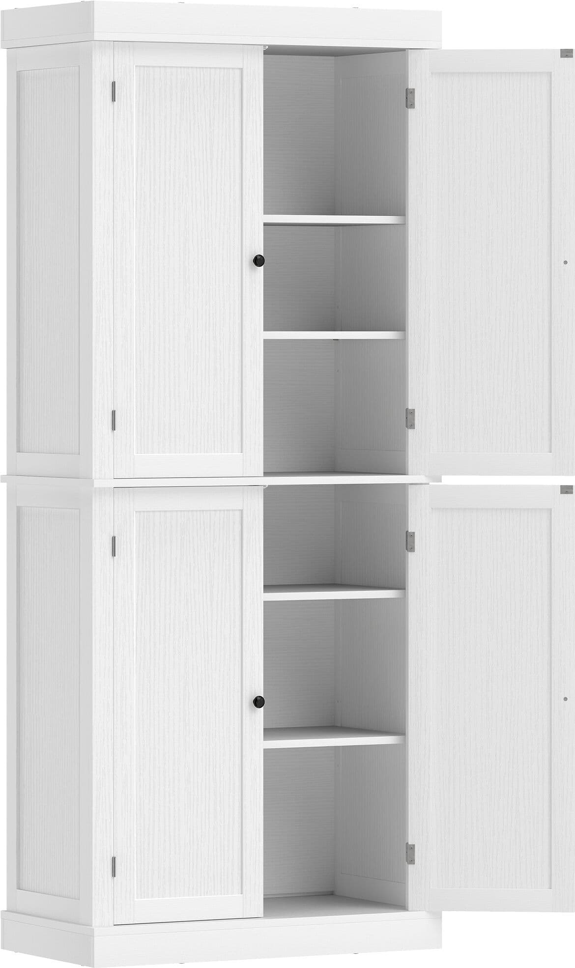 Altro Mobile Cucina Alto Con 6 Ripiani Regolabili E 2 Ante In Legno, 76x40.5x184 Cm, Bianco