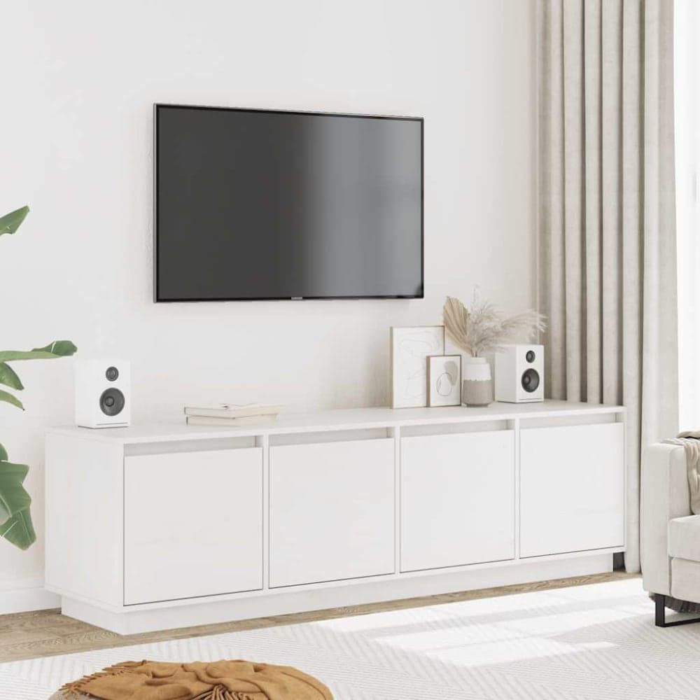 Maison Chic Mueble tv madera maciza de pino blanco 156x37x45 cm