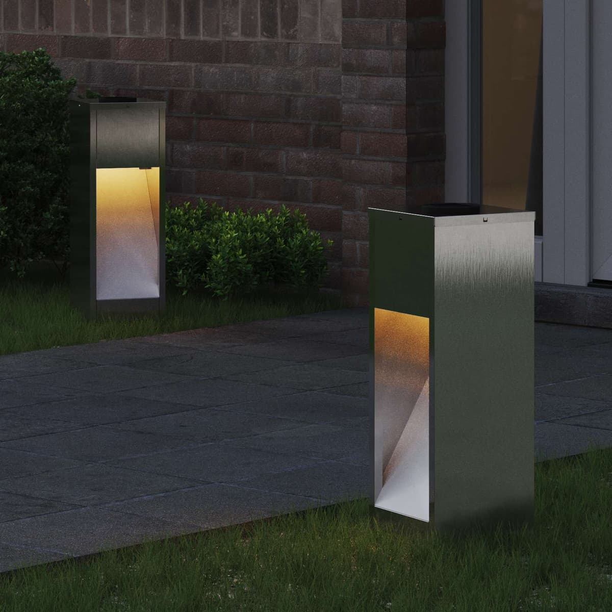vidaXL Lumière de Chemin LED Solaire 2 pc Blanc chaud 18 x 18 x 50 cm