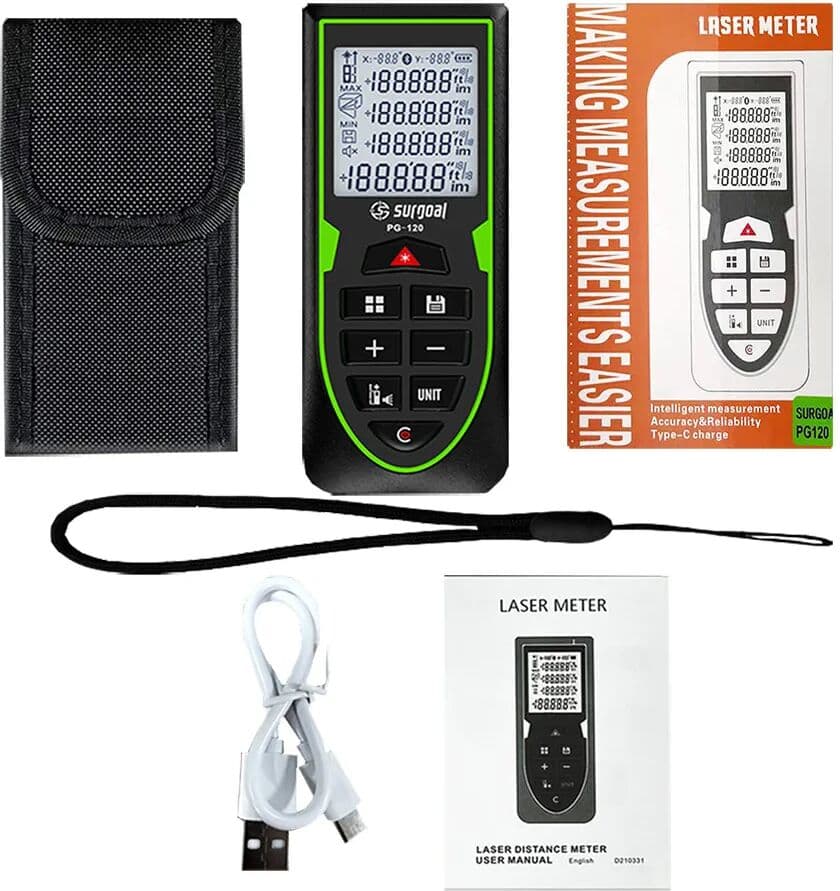NONE Green Laser Distance Meter 120m Rangefinder Rechargeable with Digital Level Measure Laser Tape