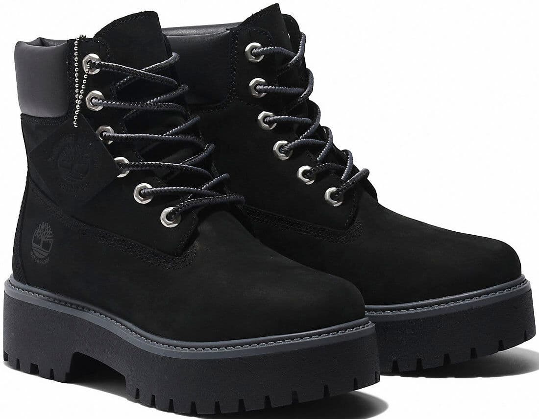 Schnürboots TIMBERLAND "STONE STREET6 INCH LACE UP WATERPROOF BOOT", Damen, Gr. 42, schwarz, Leder, Synthetik, Schuhe Schnürboots, Winterstiefel, Schnürstiefel, Winterschuhe, wasserdicht schwarz 42