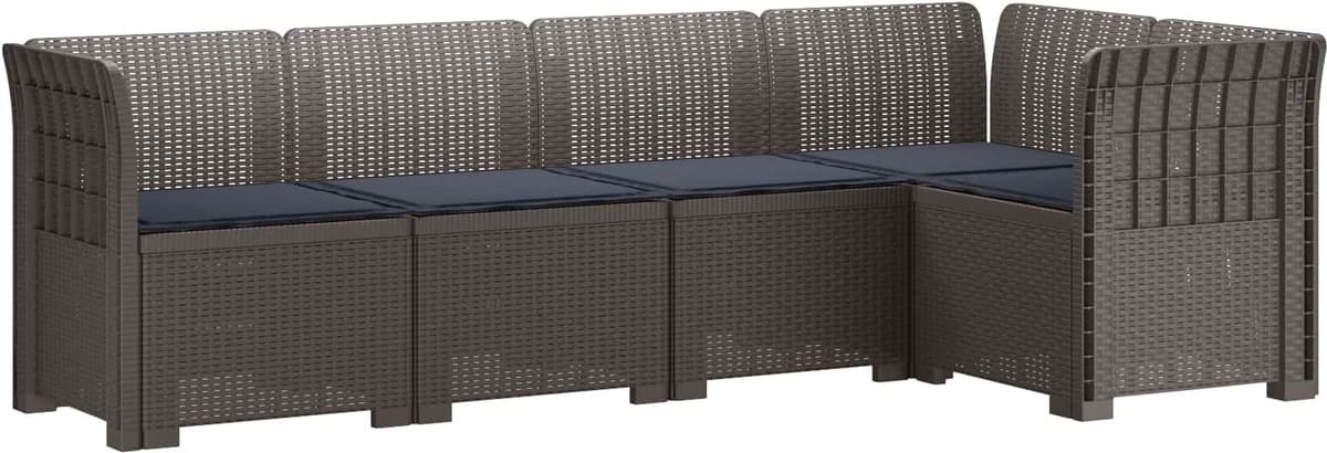 vidaXL Canapé de Jardin 5 Places avec Coussins Aspect Rotin 5 place PP
