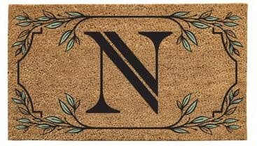 Evergreen "28 in. x 16 in. Monogram Coir Mat, Letter ""N"""