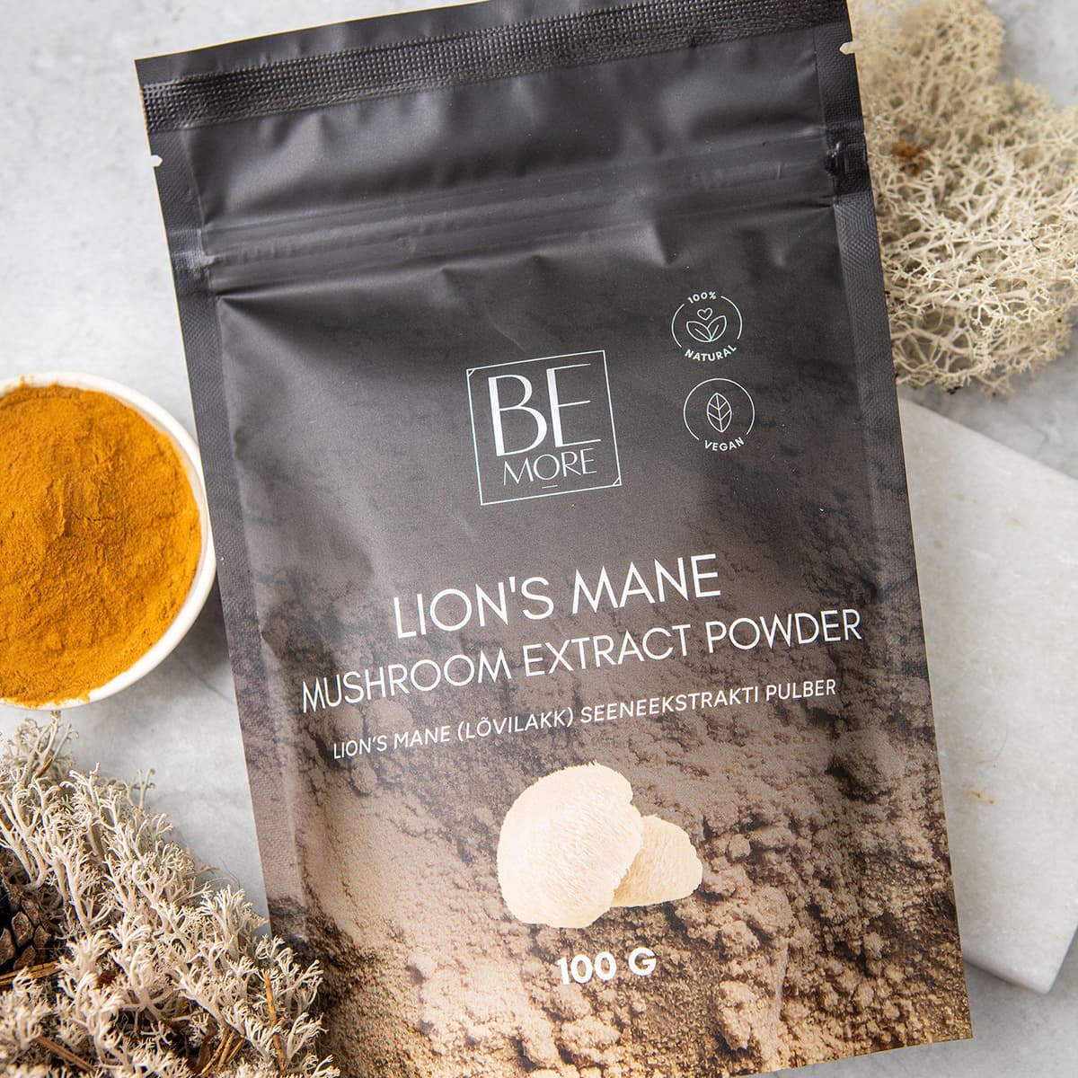 BE MORE Lion's Mane Mushroom Extract Powder 100g