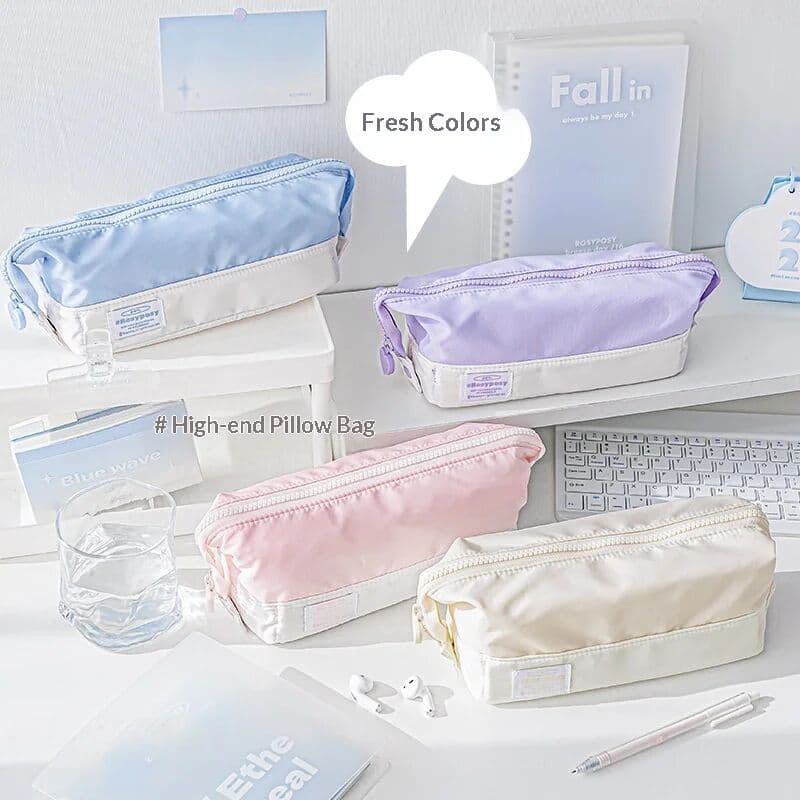 NONE RosyPosy Pencil Case 2.0 Version Foldable Ins Style Large Capacity Stationery Organizer Bag With Side Clip Portable For Students