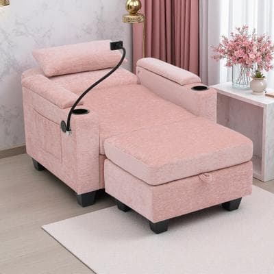 ZWYO HOSIMU "37"" Chenille Recliner Chair with USB Charging, Cup Holders, Hidden Storage & Ottoman, Adjustable Sofa Chair"