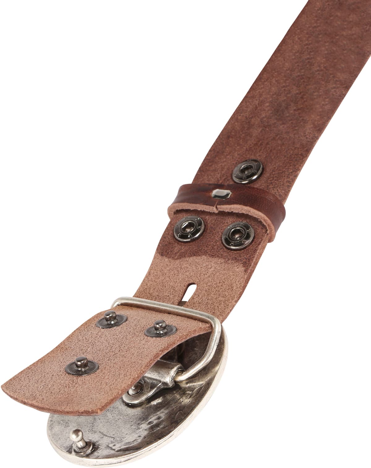 Ledergürtel RETTUNGSRING GÜRTEL, Damen, Gr. 85, braun (dunkelbraun), Leder, unifarben, Gürtel Ledergürtel, mit austauschbarer Schliesse »Oval Gewölbt Silber« dunkelbraun 85