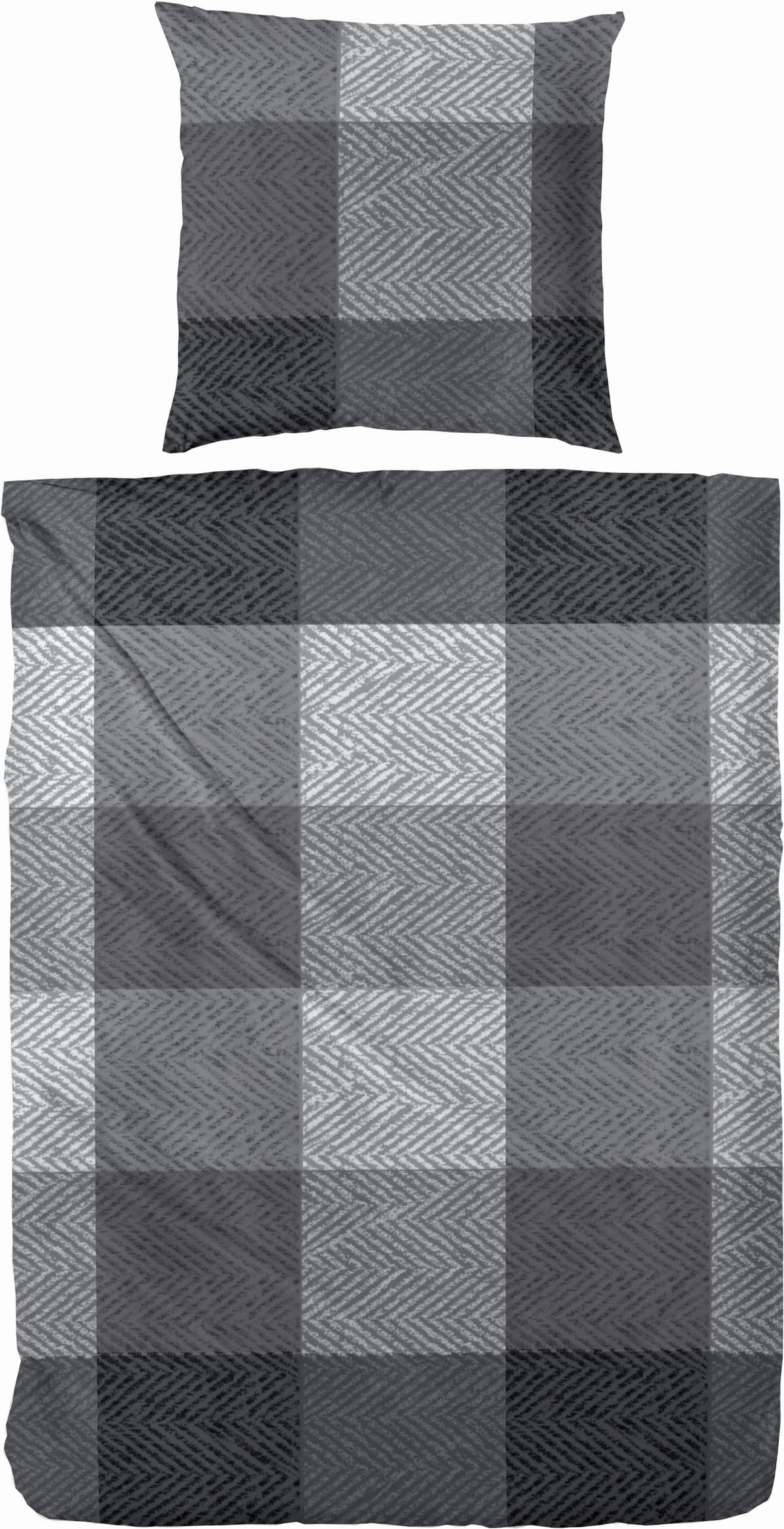 Bettwäsche PRIMERA "Halbleinen-Bettwäsche", grau, B/L: 200cm x 200cm, 1 Stk., 2 Stk., Flanell, B/L: 80cm x 80cm & 80cm x 80cm, 3 tlg., Flanell, Obermaterial: 100% Baumwolle, Bettwäsche, Bettwäsche, mit Karomuster grau B/L: 200cm x 200cm, 1 Stk., 2 Stk., F