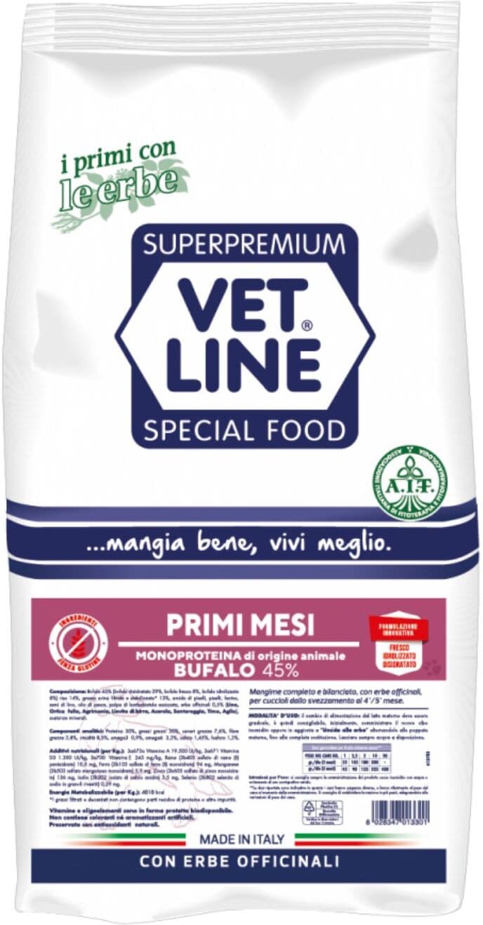 Vetline Vet Line Primi Mesi Bufalo per Cuccioli Monoproteico 3 Kg