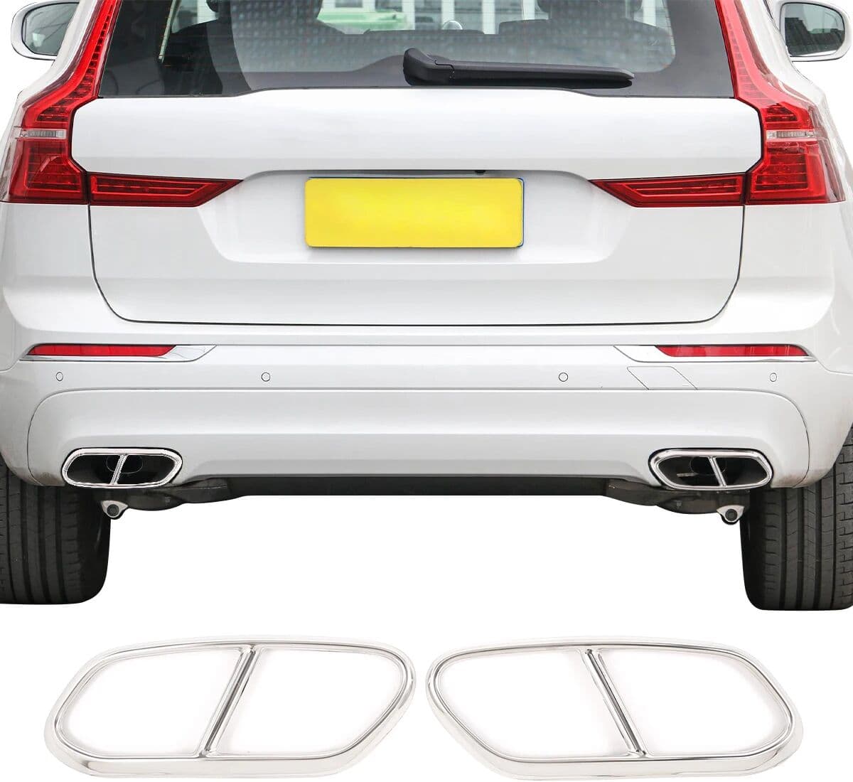 cheya 2Pcs Stainless Steel Car Tail Muffler Exhaust Pipe Output Cover Trim For Volvo XC60 S60 XC90 S90 V90 Exterior Accessories