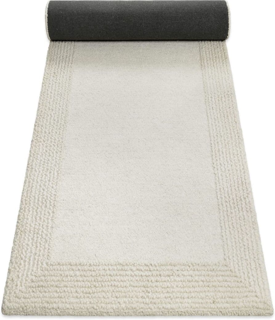 Wecon Home Alfombra de pura lana tejida a mano crema 80x230