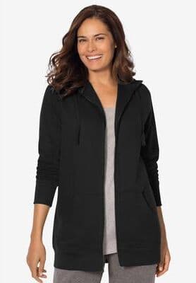 Plus Size Women's Better Fleece Zip-Front Hoodie by Woman Within in Black (Size M)