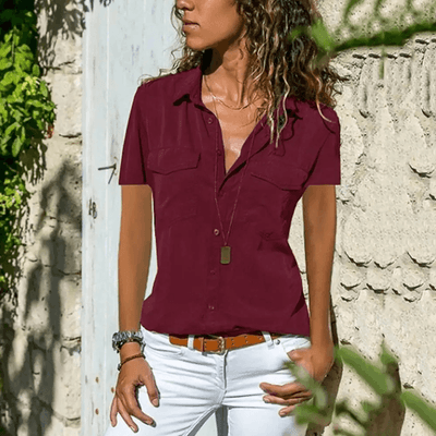 Inspire Essentials Womens Casual Crop T Shirt Solid Short Sleeve Summer Blouse Top m red